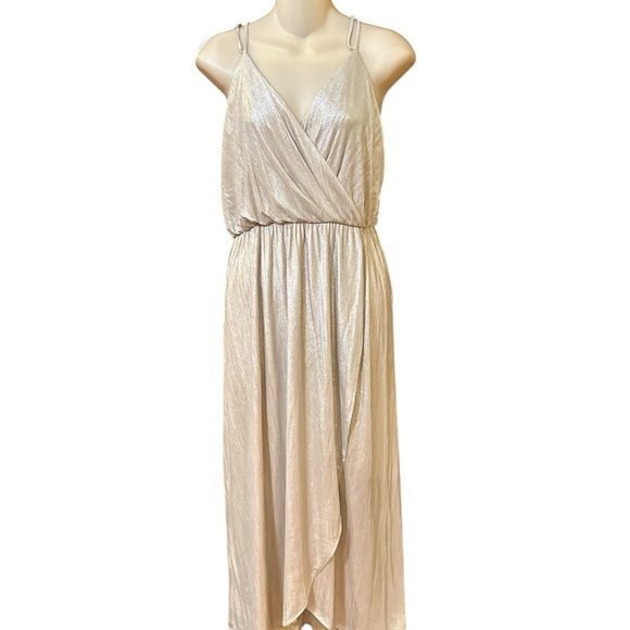 H by‎ Halston Shimmering Beige Midi Dress NWT - Picture 10 of 13